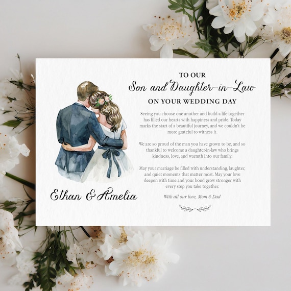 Personalized Wedding Gift for Son and Daughter-in-law, Newlywed Gifts from Parents, Custom Wedding Card