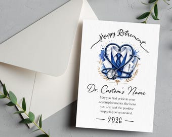 Personalized Doctor Thank You Cards, Doctors Appreciation Gifts, Custom Retirement Card, Happy Retirement Gifts