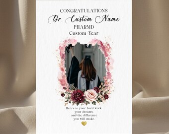 Personalized Doctor of Pharmacy Graduation Greeting Card, PharmD Graduate Congratulations, Custom Pharmacy Doctorate Card