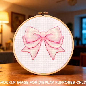 Padrão de Ponto Cruz Laço Rosa Kawaii (Padrão em PDF)