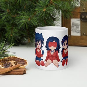 White glossy mug Cappy Mita Sleepy Mita Kind Mita Chibi Cute Anime