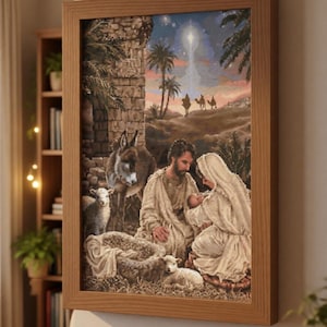 Patrón de punto de cruz de la Natividad de Jesús