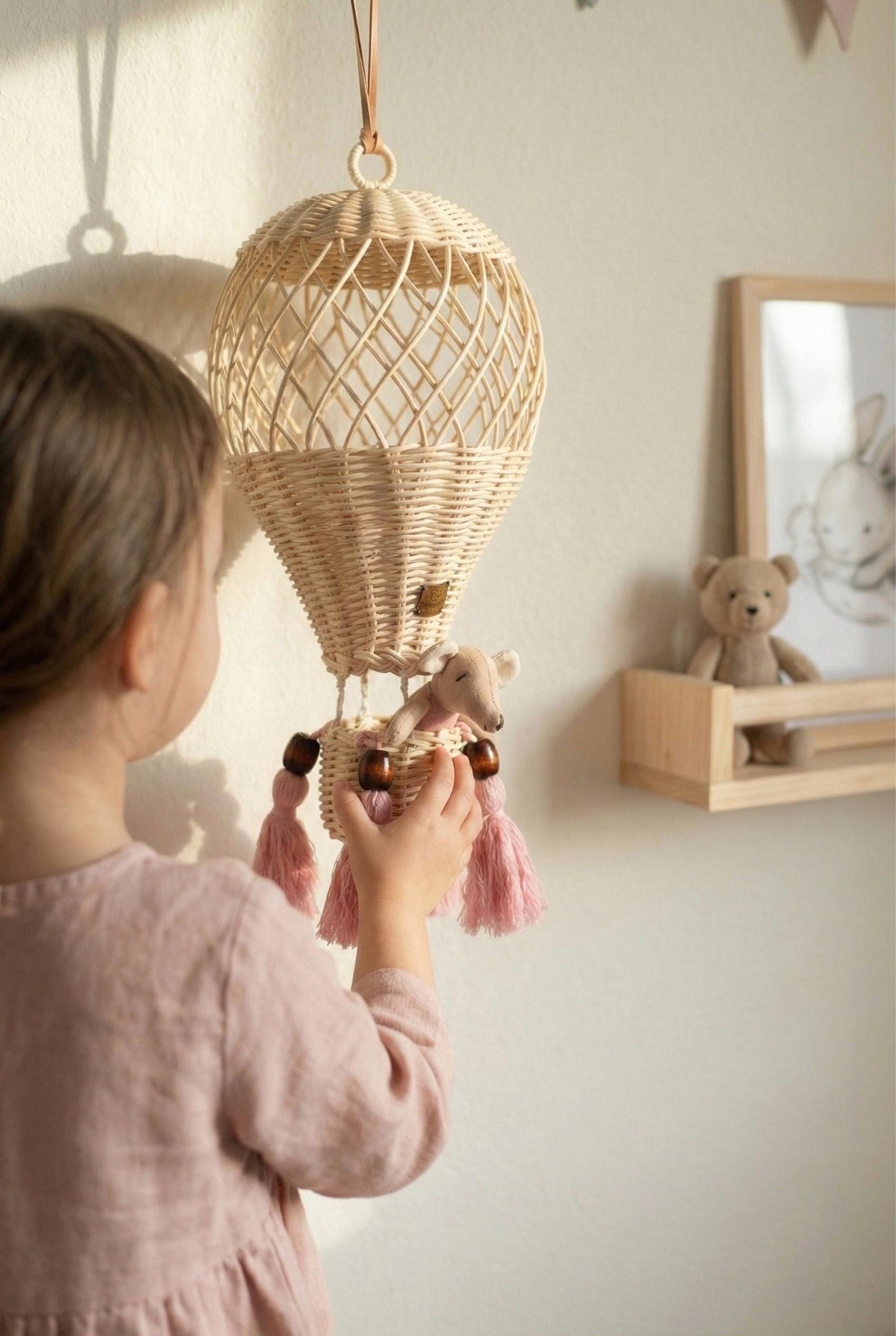 Rattan Hot Air Balloon Nursery Decor, Boho Baby Room Wall Hanging - Etsy