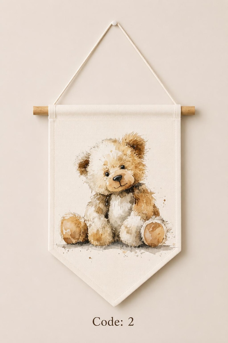 Teddy Bear Mirror With Banner Set , Montessori Baby Room Decor, Boho Nursery Wall Decor Set image 6
