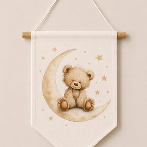 Teddy Bear Mirror With Banner Set , Montessori Baby Room Decor, Boho Nursery Wall Decor Set image 8