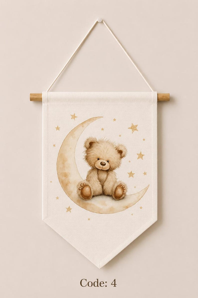 Teddy Bear Mirror With Banner Set , Montessori Baby Room Decor, Boho Nursery Wall Decor Set image 8