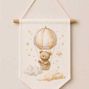 Teddy Bear Mirror With Banner Set , Montessori Baby Room Decor, Boho Nursery Wall Decor Set image 7