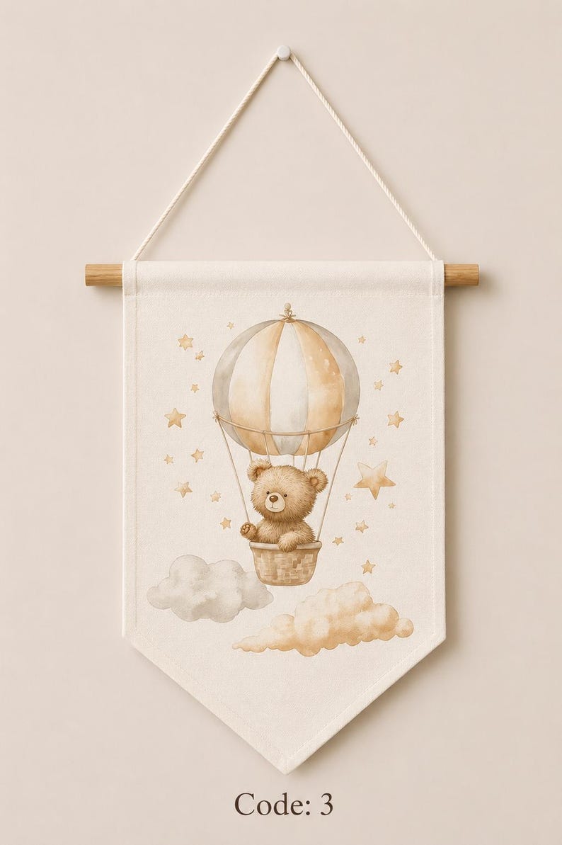 Teddy Bear Mirror With Banner Set , Montessori Baby Room Decor, Boho Nursery Wall Decor Set image 7