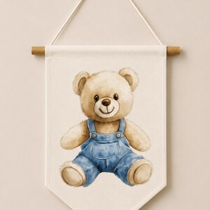 Teddy Bear Mirror With Banner Set , Montessori Baby Room Decor, Boho Nursery Wall Decor Set image 10