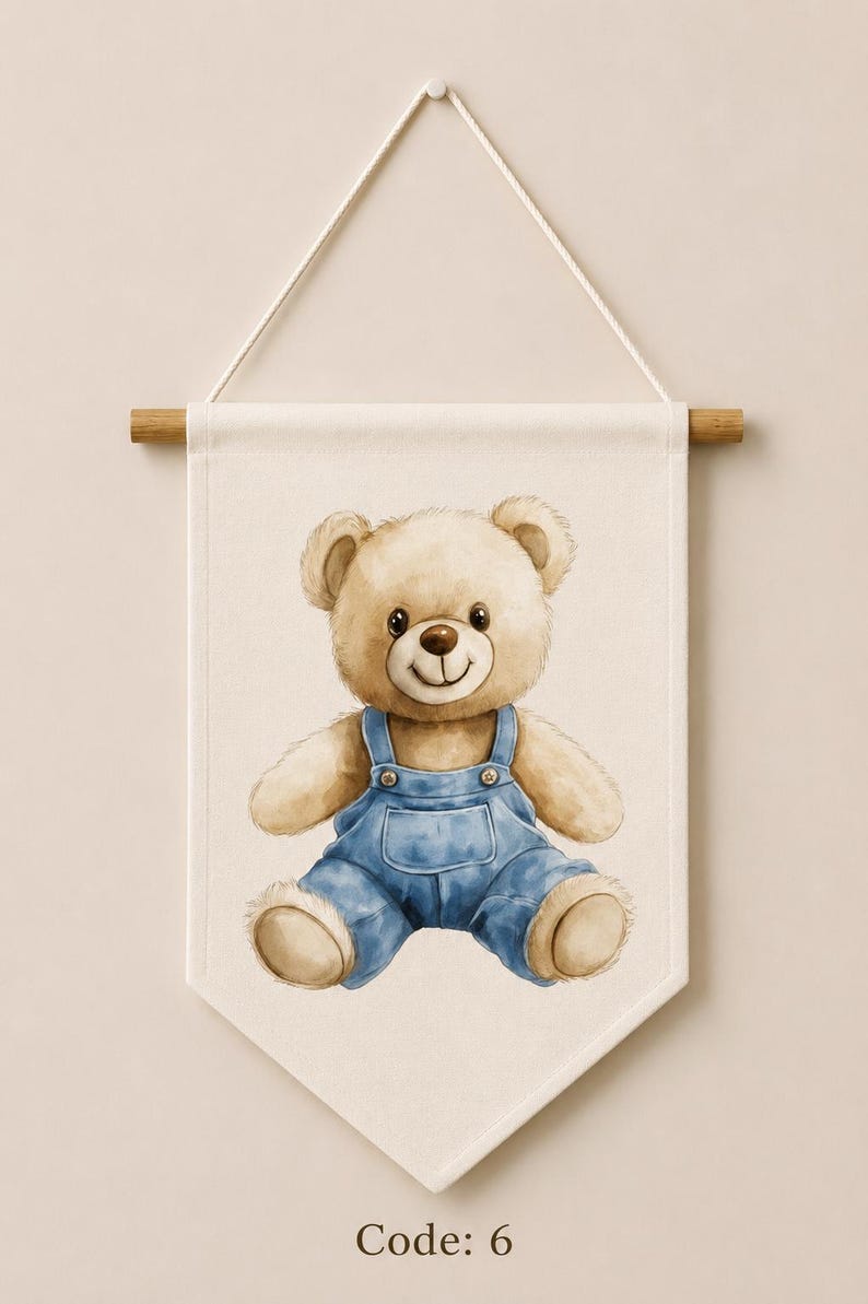 Teddy Bear Mirror With Banner Set , Montessori Baby Room Decor, Boho Nursery Wall Decor Set image 10