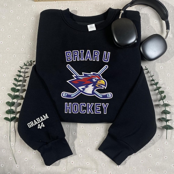 Briar U Hockey Crewneck, Off Campus Inspired Sweatshirt, Custom Name Number Sleeve, Graham 44, Logan 22, Di Laurentis, Booktok Hockey Shirt