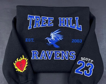 Tree Hill Ravens Embroidered Sweatshirt, OTH Fan Gift, Tree Hill North Carolina Sweater, Tree Hill High Sweater, Drama TV Shirt