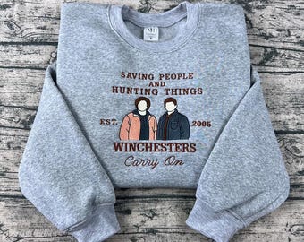 Winchester Brothers Embroidered Sweatshirt, Dean Winchester shirt, Sam Winchester hoodie, Supernatural Brothers Shirt, Spn family Sweatshirt
