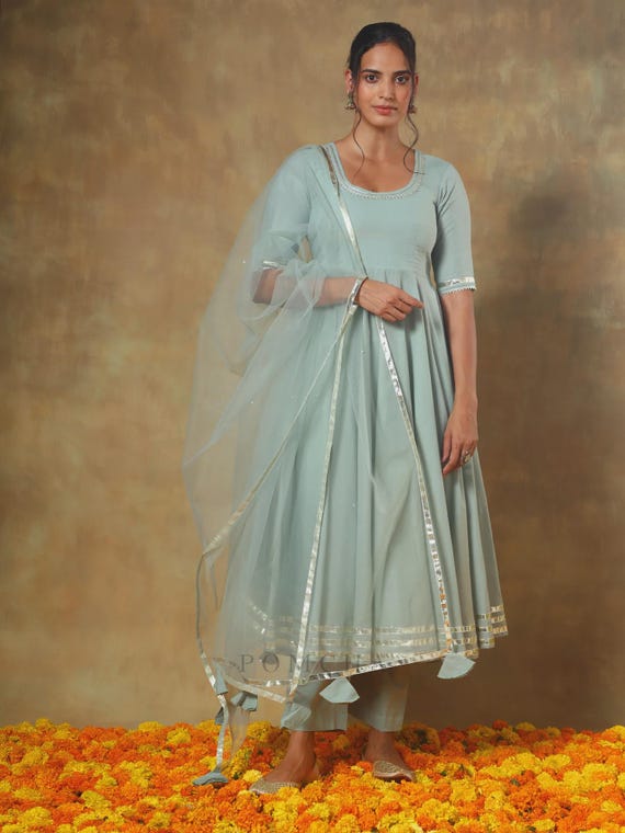 indian cotton anarkali dresses Pure Cotton Anarkali Gown for Women Summer Wear Hand Work Indian Anarkali Suit