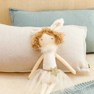 Ballerina Cloth Doll: Bunny Ears, Star Belt - Nursery Magical Decor