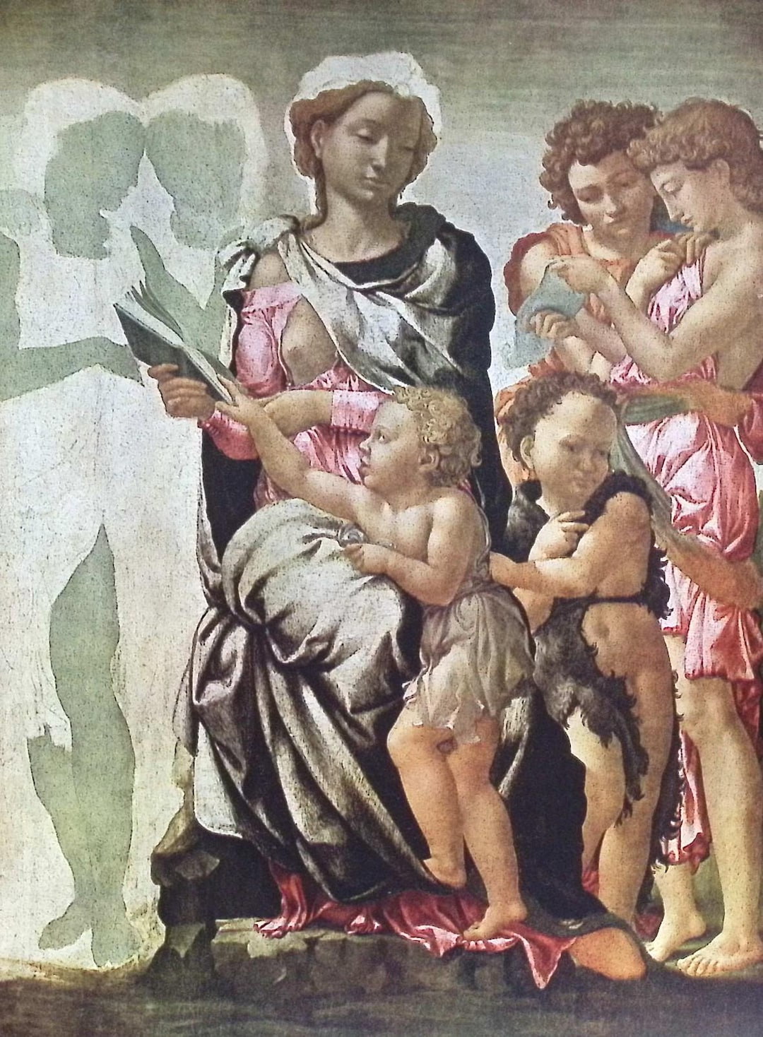 Vintage Michelangelo Print – the Madonna Child St John and Angels ...