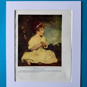Vintage 1930s Print “The Age of Innocence” by Sir Joshua Reynolds – Original Book Plate from The Outline of Art