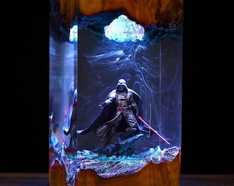 Diorama Dar.th vader, lámpara de resina epoxi de Star.war, luz nocturna de decoración del hogar personalizada, arte epoxi, idea de regalo personalizada, regalo de Navidad para él