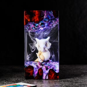 Cubone Resin Lamp, Cute Pokemon Night Light, Handmade Epoxy Resin Diorama with RGB Remote, Kawaii Desk Decor, Christmas Gift for Kids
