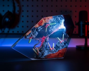 ゴジラ ジオラマ レジンランプ：怪獣 ファイアブレス LED テーブル