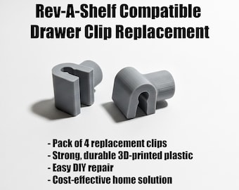 Heavy Duty Replacement Clips for Rev-A-Shelf Trash Pull-Out | Reinforced Drawer Hardware Fix | 4-Pack