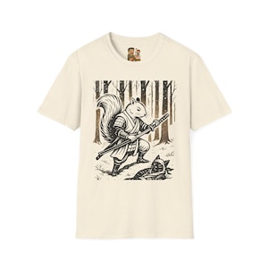 Ninja Squirrel T-Shirt, Unisex Tee, Softstyle Shirt, Cartoon T-Shirt, Nature Lover Gift, Animal Illustration Tee