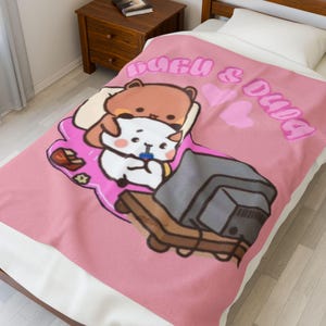 Bubu & Dudu Kawaii Blanket - Cute Cozy Cartoon Throw, Soft Fleece Blanket for Bedroom, Sofa and Gift