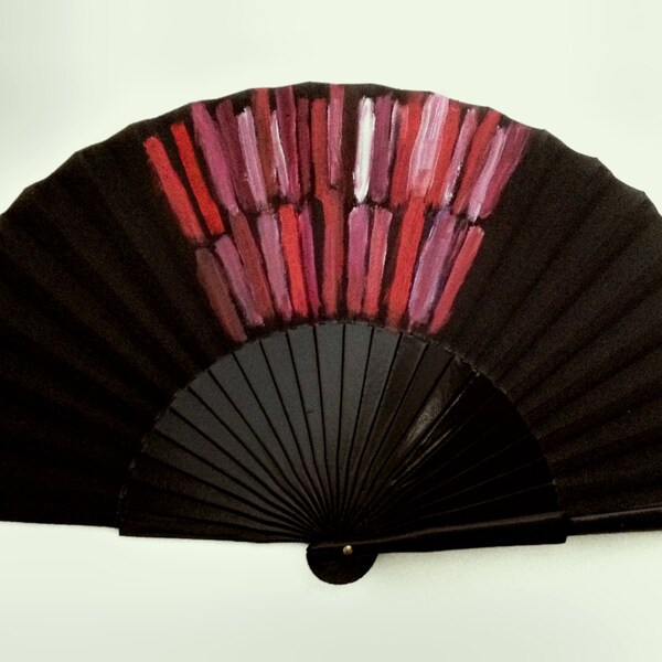 Red and black hand fan-Spanish Fan-Hand painted-Valentines-Unique Wedding fan-Folding fan-Fashion accessories-Exclusive gift-Gift for her