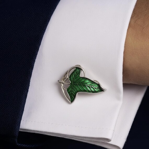Elven Leaf Cufflinks - Handmade Fantasy Wedding Accessories
