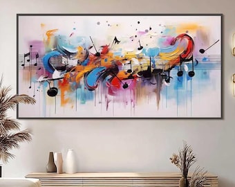 Großes abstraktes Musik Gemälde, bunte Paletten-Messer Leinwand Wandkunst