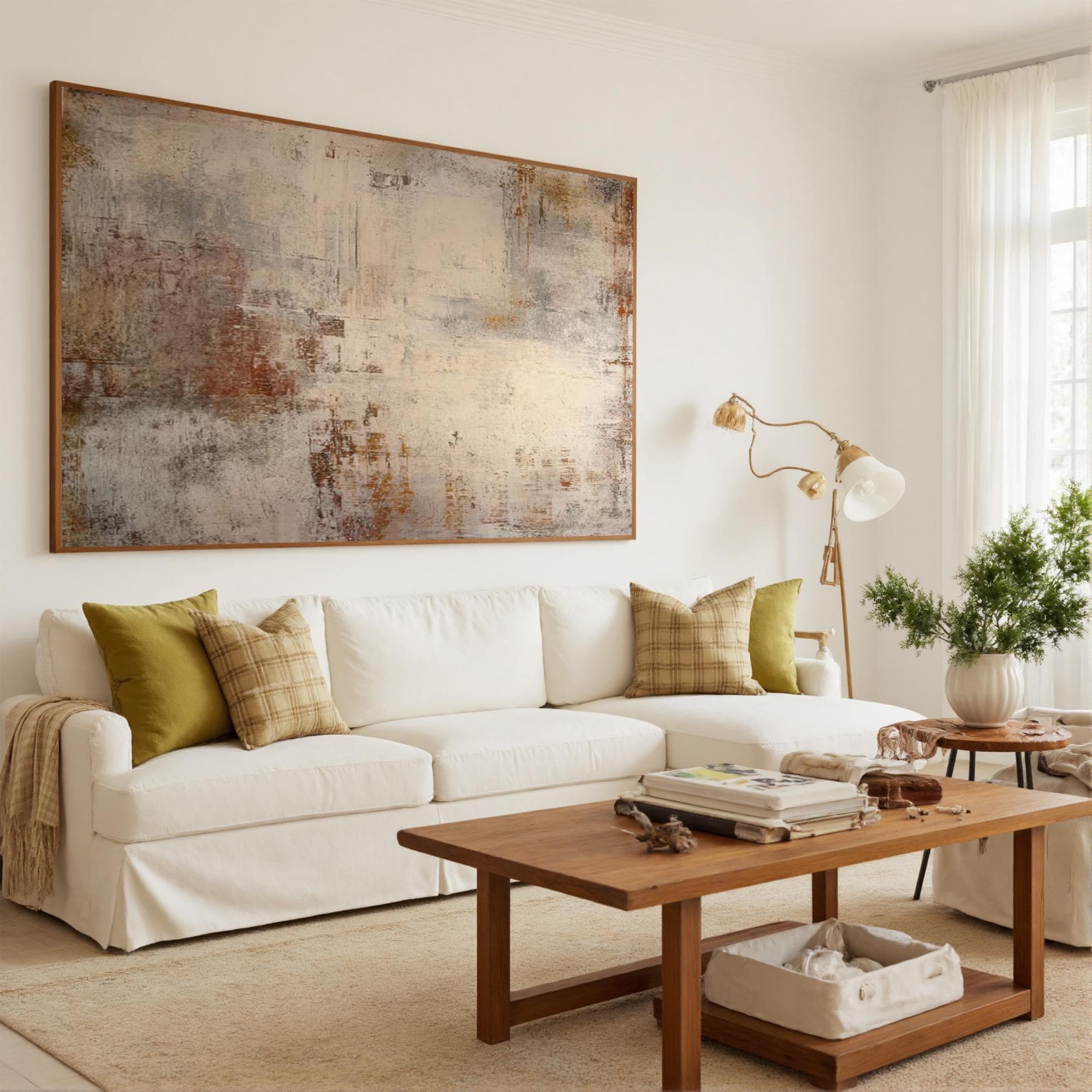 Large Abstract Neutral Texture Painting, Beige White Minimalist Canvas ...