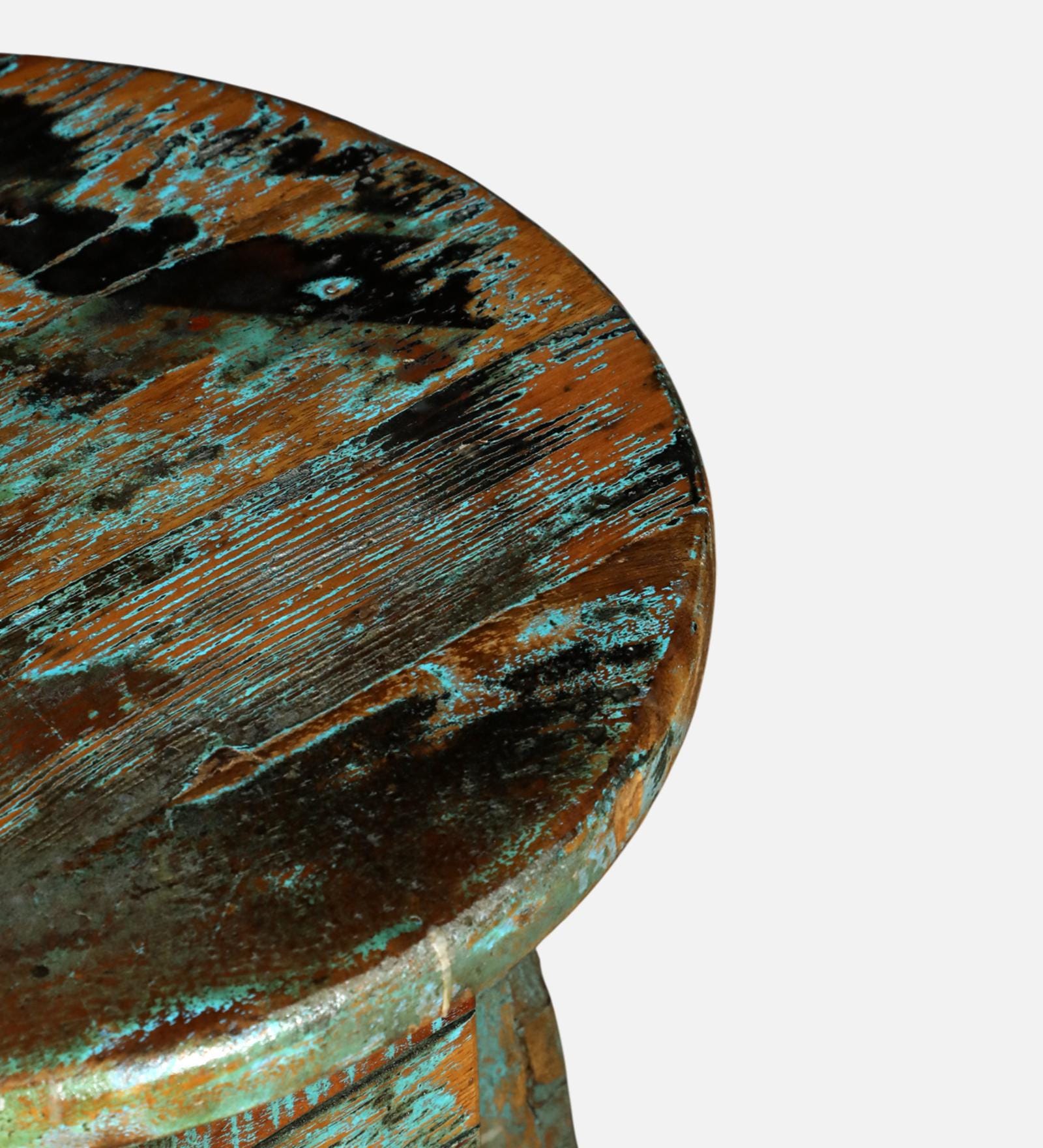 Rustic Turquoise Table Reclaimed Wood Round Side Table, Rustic Turquoise Accent Table ...