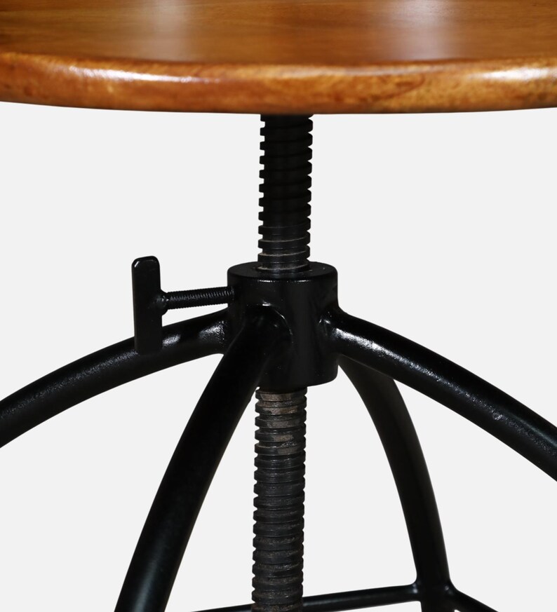 Adjustable Industrial Bar Stool, Solid Wood and Iron, Handcrafted - Etsy
