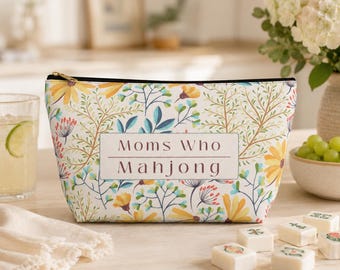 Mahjong Tile Bag, Tile Storage Pouch, Mahjong Gift Ideas, Mahj Travel Pouch, Mahjong Accessories, Floral Storage Bag