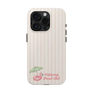Mahjong Phone Case for Women Mahjong Social Club Mahj Mama Coastal Mahjong Gift Idea Preppy Phone Case Stripe Mahjong Accessory image 6