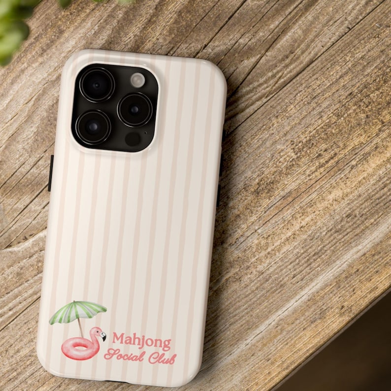 Mahjong Phone Case for Women Mahjong Social Club Mahj Mama Coastal Mahjong Gift Idea Preppy Phone Case Stripe Mahjong Accessory image 1