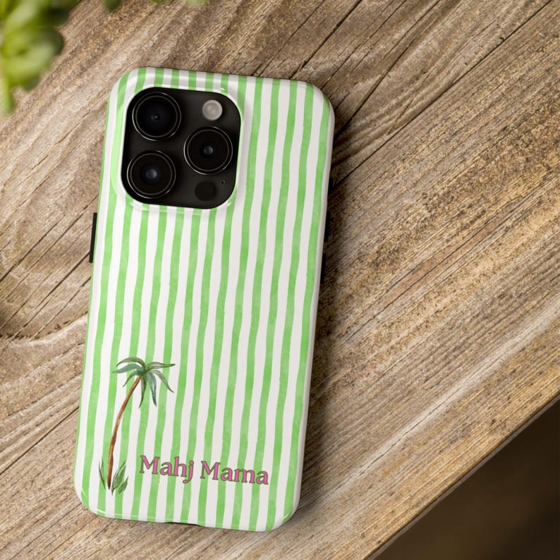 Mahjong Phone Case for Women Mahjong Social Club Mahj Mama Coastal Mahjong Gift Idea Preppy Phone Case Stripe Mahjong Accessory image 2
