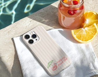 Mahjong Phone Case for Women Mahjong Social Club Coastal Preppy Mahjong Gift Idea Mahjong Lover Phone Case Cute Pink Stripe Case