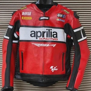 Aprilia Racing Leather Jacket for Mens Aprilia Moto Events Jackets Red & Black Biker Riding Jacket MotoGP RSV4 Track Style Outerwear