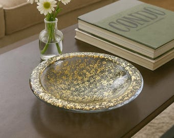 Kosta Boda Gold Glimmer Art Glass Bowl by Anna Ehrner - 12" Scandinavian Design