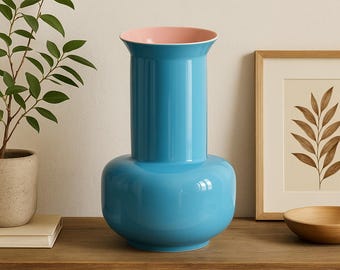 Signed Bo Jia Vase: Turquoise & Pink Porcelain Chinese Ceramic Art