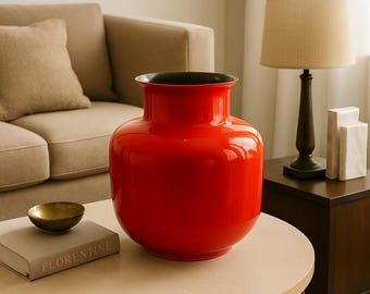 Middle Kingdom Glossy Red Monk Vase • Signed Bo Jia • Discontinued