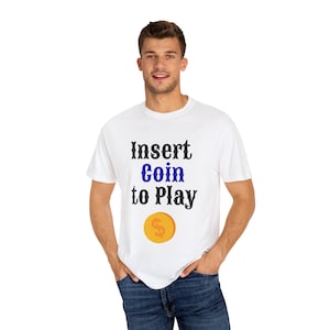Voer munt in om te spelen T-shirt | Retro gamer-T-shirt | Arcade-shirt uit de jaren 90 | Grappig gamecadeau | Uniseks geek-T-shirt