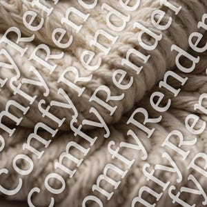 Puede incluir: Primer plano de una tela de punto beige con un tejido grueso y texturizado. El material parece suave y cálido, con hebras de hilo visibles que crean un aspecto acogedor e invitador. La imagen está bien iluminada.