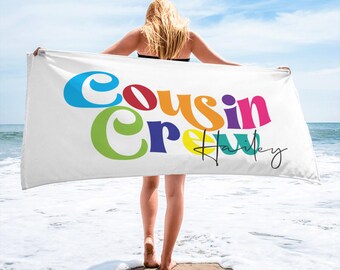 Cousin Crew Beach Towel: Custom Family Gathering Gift, Personalized Name Towel