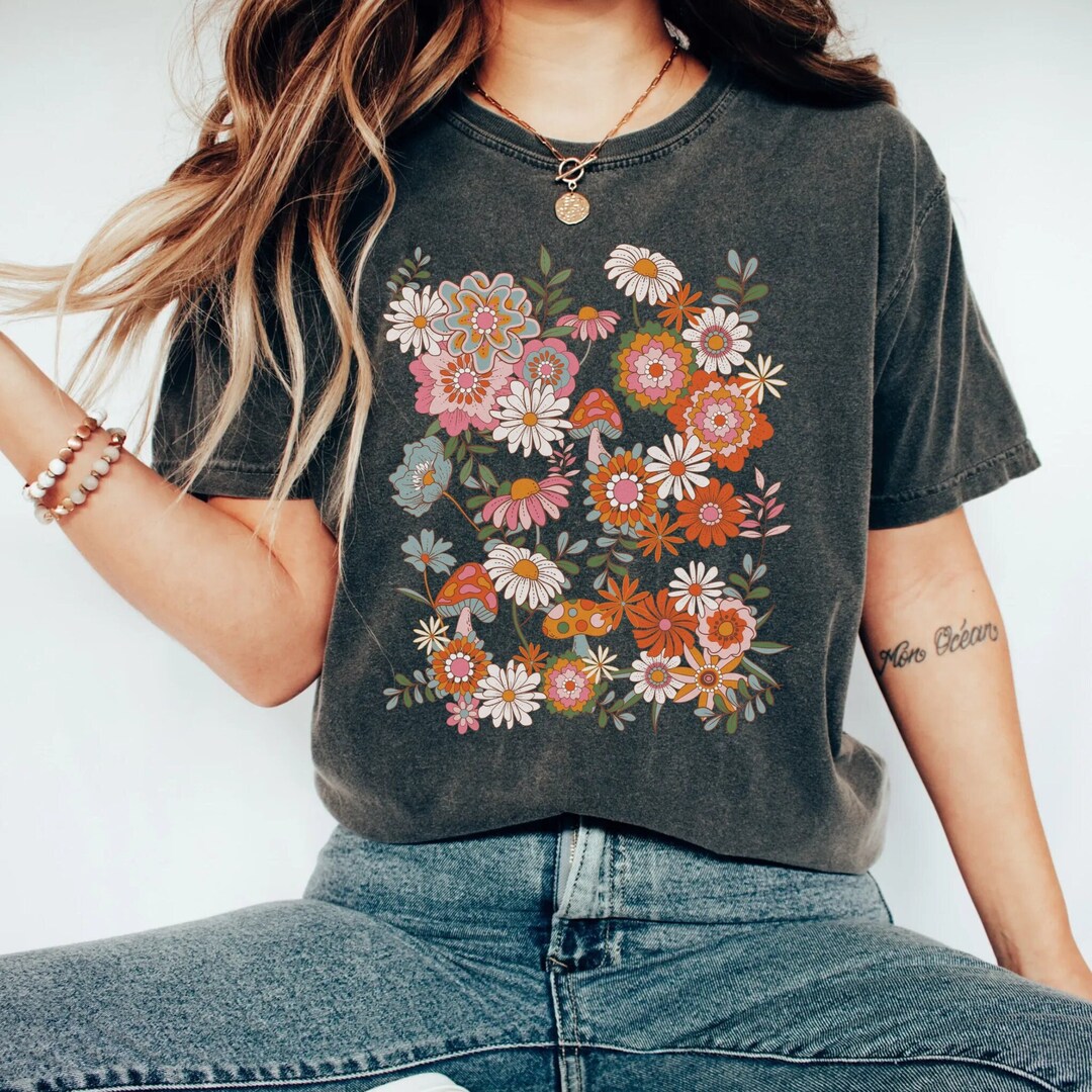 Pressed Flower Shirt Botanical Garden Top Garden Cottage Etsy