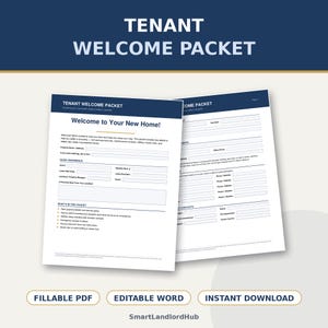 Tenant Welcome Packet Template | Fillable PDF & Editable Word | New Tenant Move In Guide | Landlord Welcome Letter, House Rules | 5 Pages