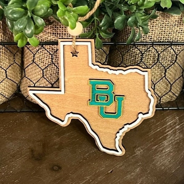 TEXAS Shape College Logo Christmas Ornament