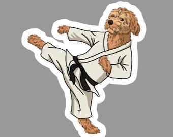 BLACKBELT GOLDEN DOODLE Dog Taekwondo Karate Sticker