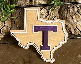 TEXAS Shape College Logo Magnet